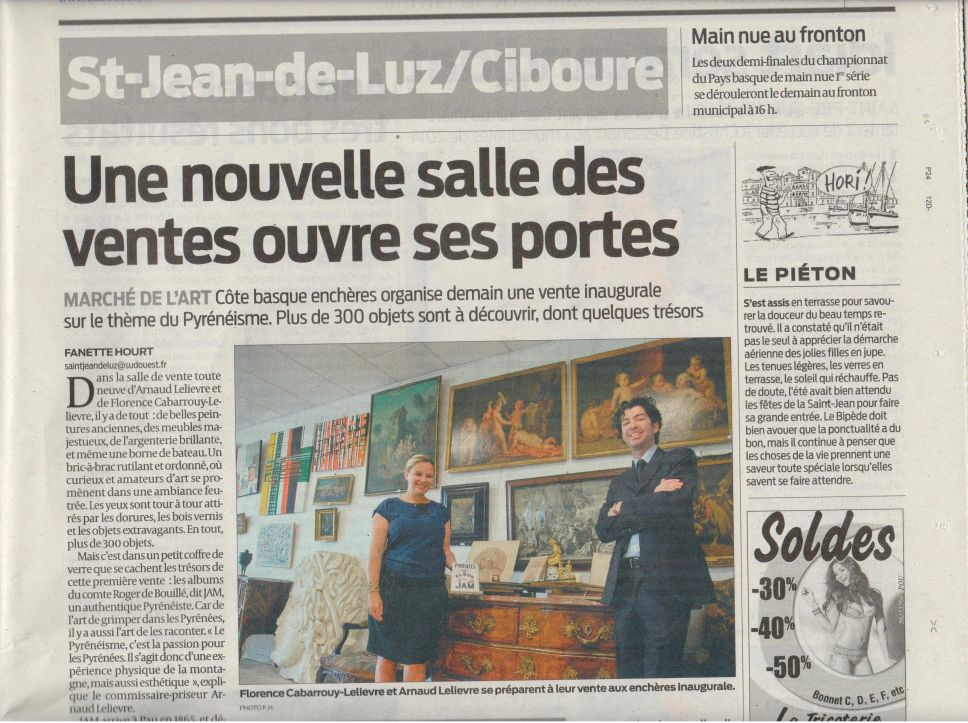 SUD-OUEST vente inaugurale Saint Jean de Luz Bayonne Biarritz commissaires-priseurs lelievre